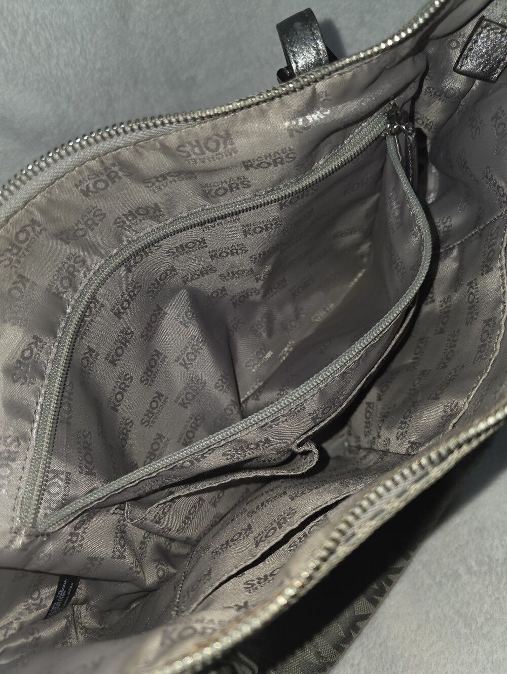Michael Kors Gray MK Signature Tote Bag with Dual Straps - Picture 9 of 11